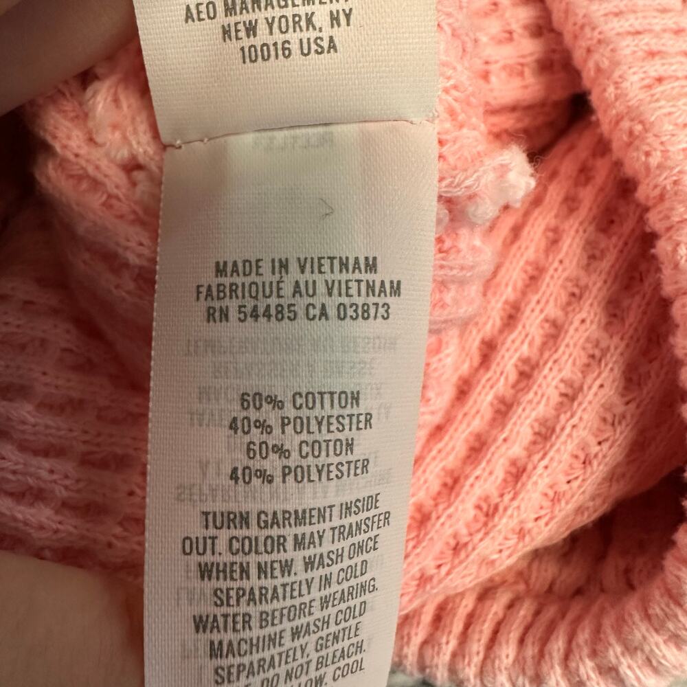 Aerie Lumber Jane Waffle Knit Shorts Pink Drawstring Women's XS Lounge Comfort - Picture 6 of 6